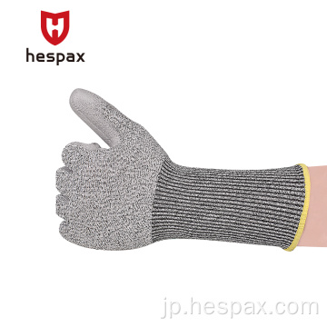 Hespax Nylon Protective Hppe Gloves Anti cut Puを浸した